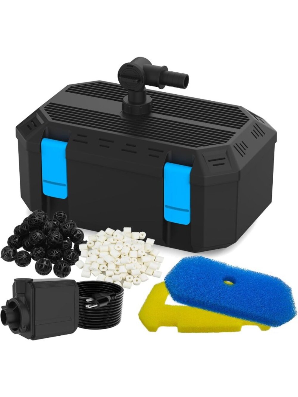 High-Efficiency 550GPH Pond Filter Pump, 4-Stage Filtration for Outdoor Water